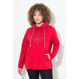 Ulla Popken  Sweat-shirt à col montant et manches longues, poches, flocon de neige 