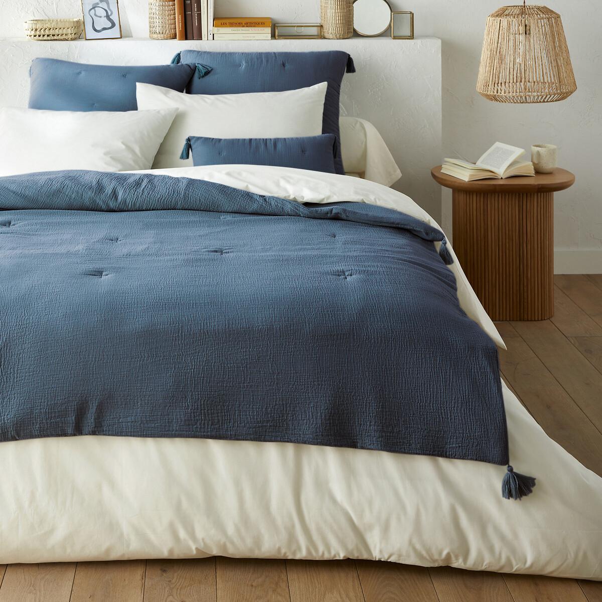 Image of Tagesdecke Kumla Aus Gestepptem Baumwollmusselin Unisex Blau 150X150CM