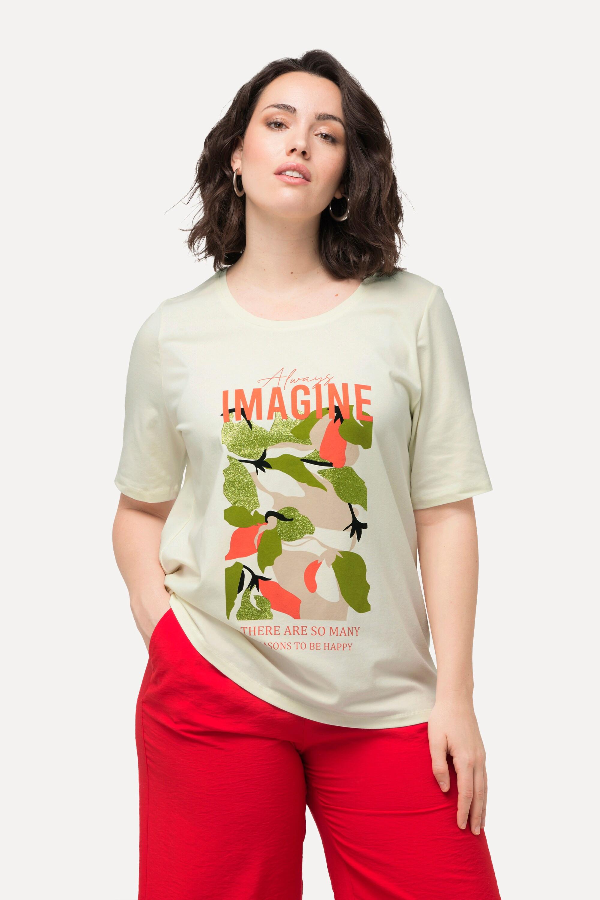 Ulla Popken  T-shirt classica con Imagine, scollo a girocollo e mezze maniche 