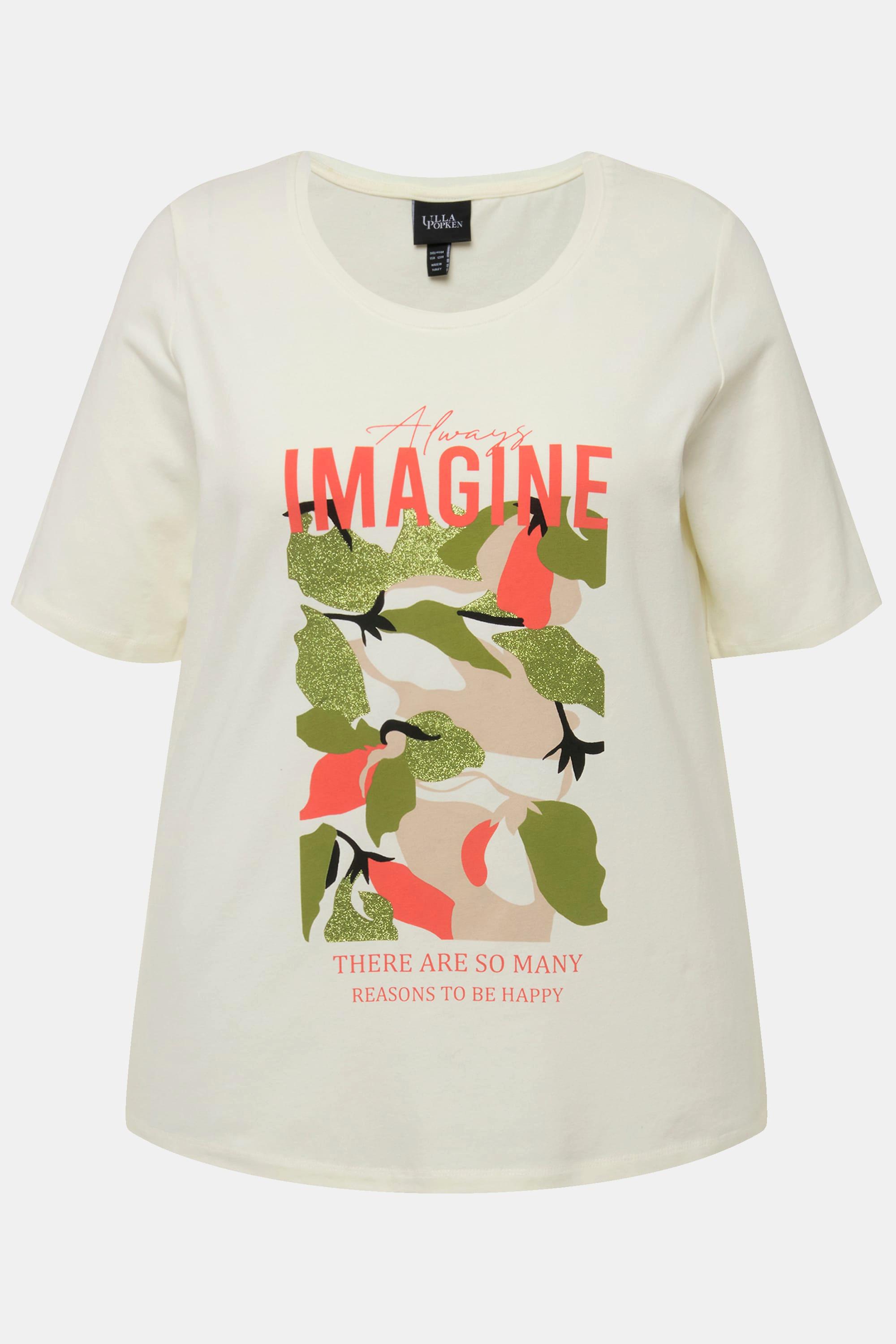 Ulla Popken  T-shirt classica con Imagine, scollo a girocollo e mezze maniche 