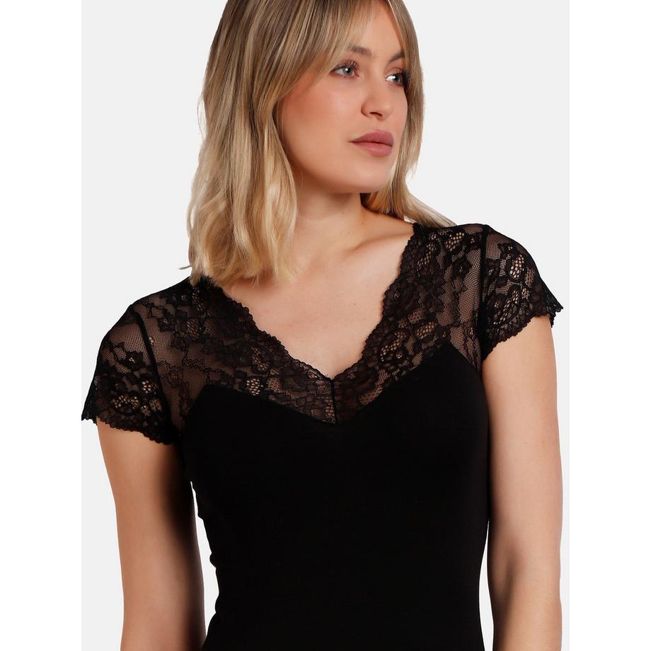 Admas Kurzarm Puntilla Spitze T-Shirt  