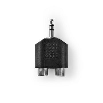 Adaptateur audio stéréo | 3,5 mm Hane | 2x RCA Hona | Nickelplaterad | Rak | ABS | Svart | 1 pc. | Verrouillage