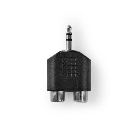 Nedis  Stereo Audio Adapter | 3,5 mm Hane | 2x RCA Hona | Nickelplaterad | Rak | ABS | Svart | 1 St. | Schloss 