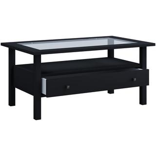VCM Holz Beistelltisch mit ESG-Sicherheitsglas | Couchtisch schlicht | Maße ca. H. 42 x B. 90 x T. 54 cm | Wohnzimmertisch mit Schublade | Sofatisch -  