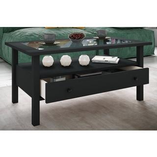 VCM Holz Beistelltisch mit ESG-Sicherheitsglas | Couchtisch schlicht | Maße ca. H. 42 x B. 90 x T. 54 cm | Wohnzimmertisch mit Schublade | Sofatisch -  