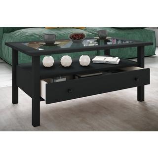VCM Holz Beistelltisch mit ESG-Sicherheitsglas | Couchtisch schlicht | Maße ca. H. 42 x B. 90 x T. 54 cm | Wohnzimmertisch mit Schublade | Sofatisch -  