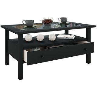 VCM Holz Beistelltisch mit ESG-Sicherheitsglas | Couchtisch schlicht | Maße ca. H. 42 x B. 90 x T. 54 cm | Wohnzimmertisch mit Schublade | Sofatisch -  