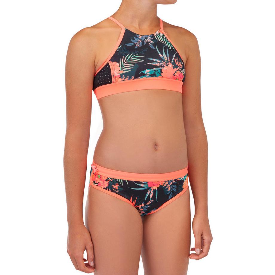 DECATHLON Bustier Surfing Bikini-Oberteil Baha 900 Shibo Mädchen Schwarz  