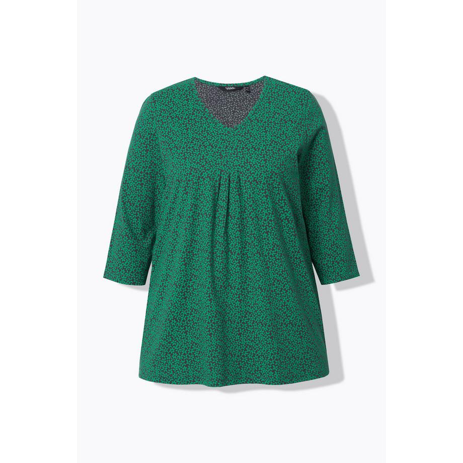 Ulla Popken Blüten A-Linie V-Ausschnitt 3/4-Arm Shirt  