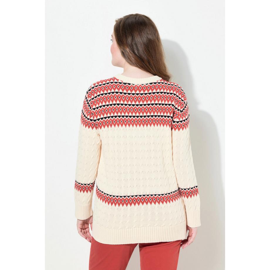 Ulla Popken Fair Isle Rundhals Langarm Pullover  
