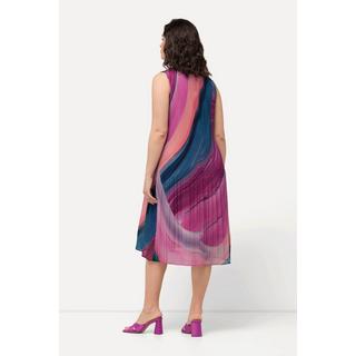 Ulla Popken Abito Mini Plissettato Sfumato Linea A Scollo Rotondo Senza Maniche  