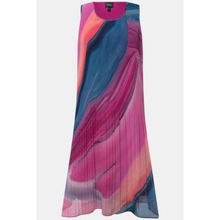 Ulla Popken Abito Mini Plissettato Sfumato Linea A Scollo Rotondo Senza Maniche  