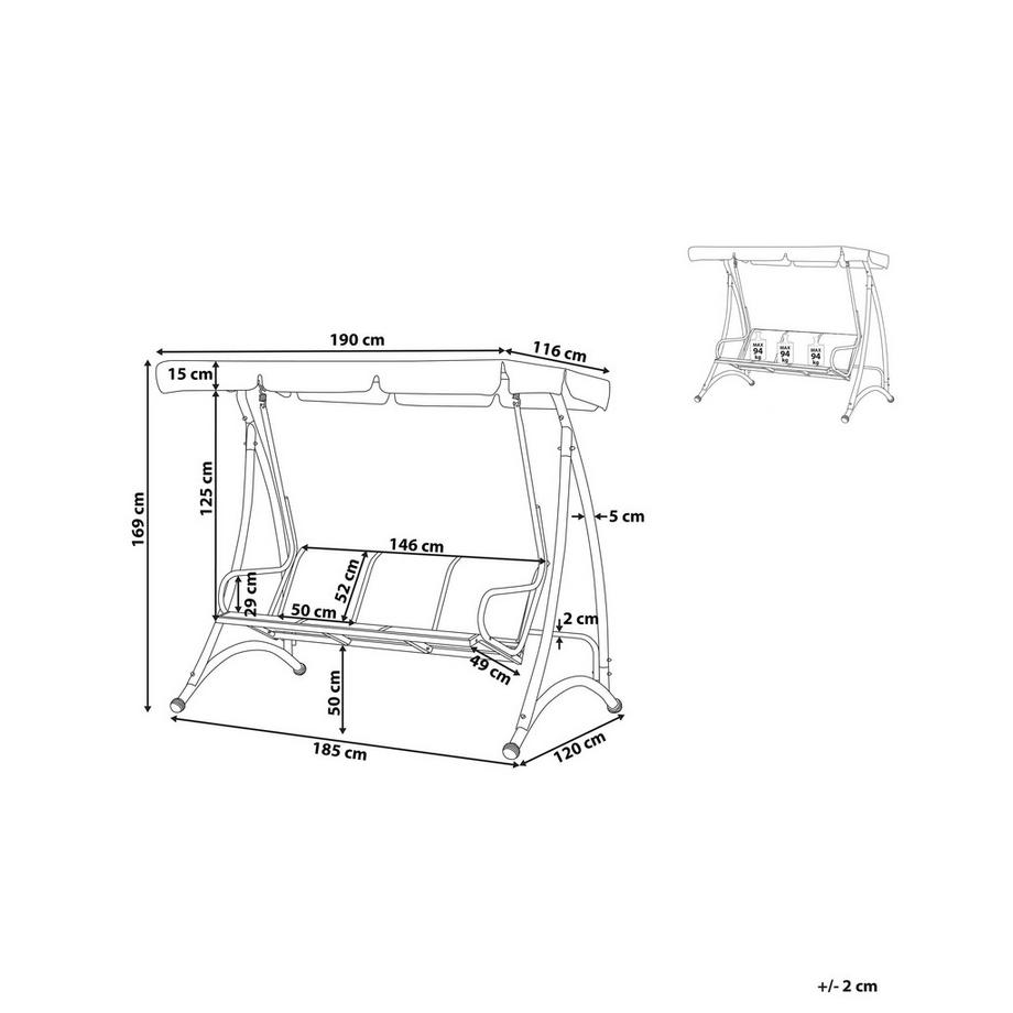 Beliani Balancelle de jardin en Acier Traditionnel BOGART  