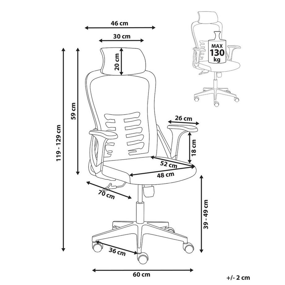 Beliani Chaise de bureau en Tissu maillé Moderne ERGONOX  