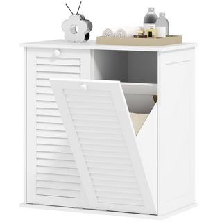 Northio Armoire à linge, armoire de salle de bain avec 2 paniers à linge, armoire de salle de bain avec poignées, portes à lattes, panier à linge, meuble de salle de bain pour salle de bain, 70 x 38 x 73 cm, blanc Aosom  