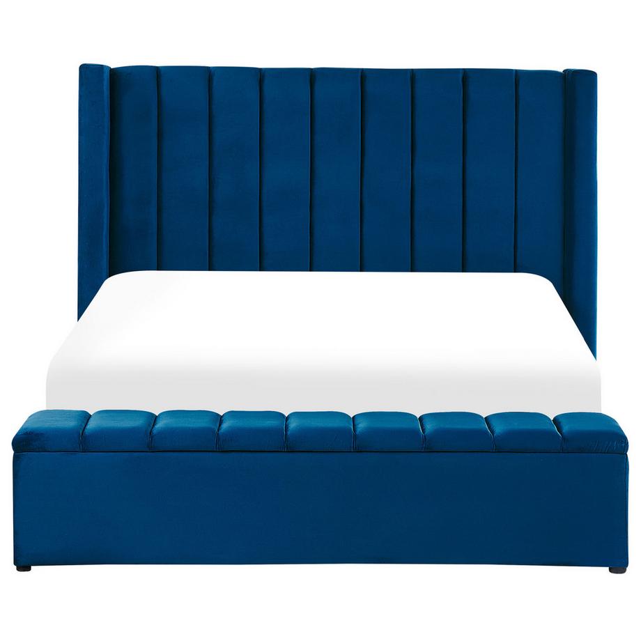 Beliani Lit à eau avec banquette de rangement en Velours  NOYERS  