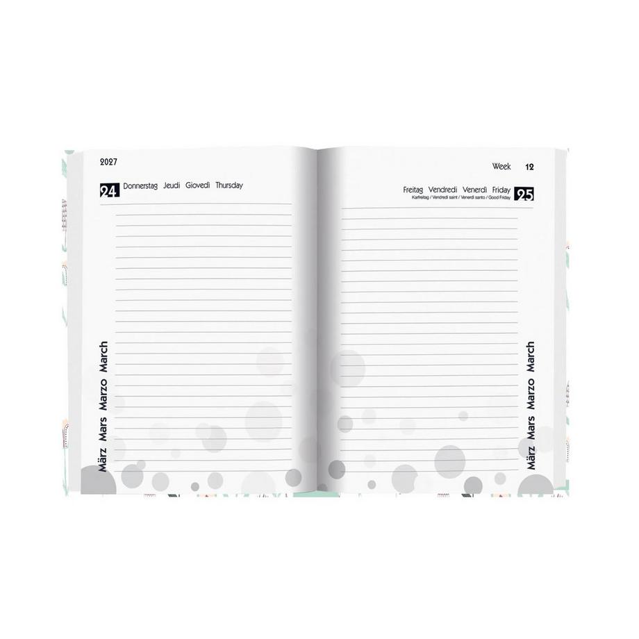 Biella Agenda scolaire mydiary 1 jour par page, ouatiné, Flower  