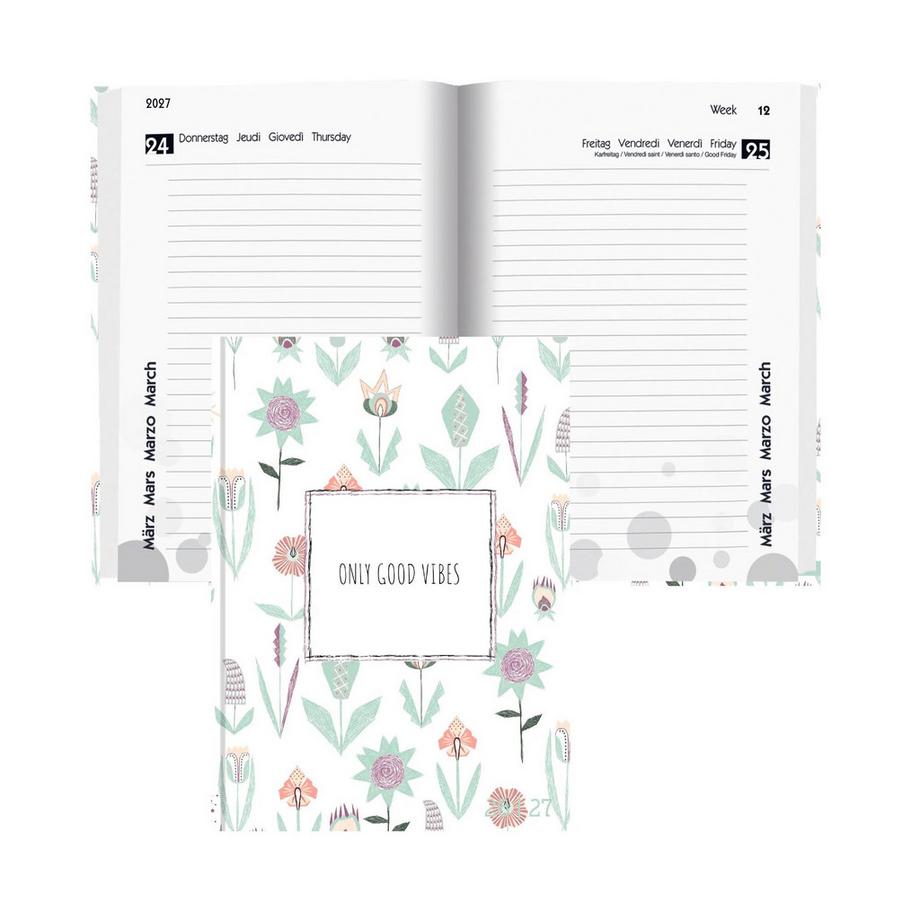 Agenda scolaire mydiary 1 jour par page, ouatiné, Flower
