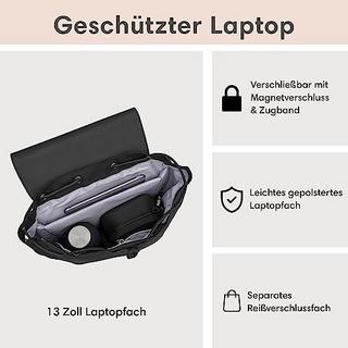 Only-bags.store Rucksack Klein Schwarz - Ida - Kleiner rucksack für Freizeit, Uni oder City - Mit Laptop Fach (bis  