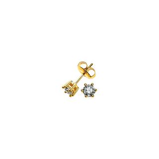 MUAU Schmuck  Clous d'oreilles solitaires 6 poignées en or jaune 750 diamants 0,25ct. 6mm 