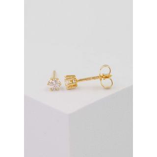 MUAU Schmuck  Clous d'oreilles solitaires 6 poignées en or jaune 750 diamants 0,25ct. 6mm 