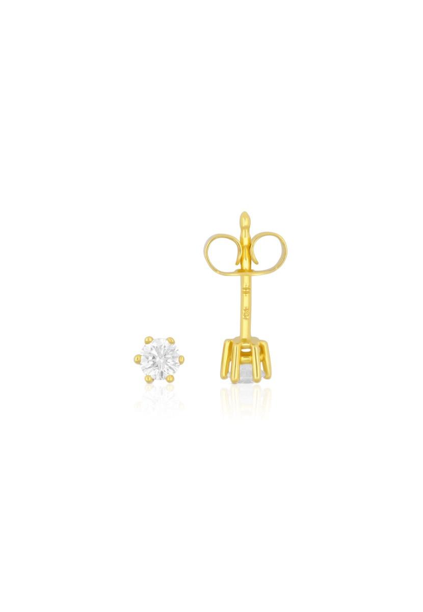 MUAU Schmuck  Solitär Ohrstecker 6-Griff-Fassung Gelbgold 750 Brillanten 0.25ct. 6mm 