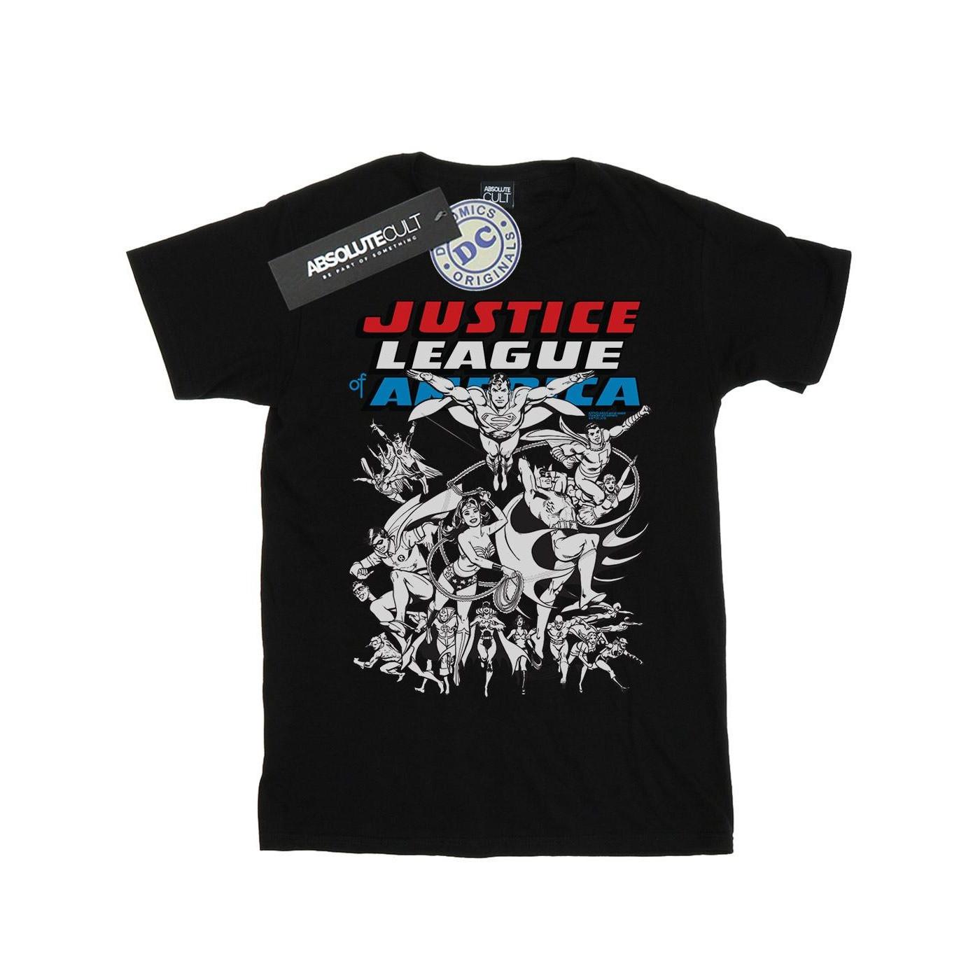 Image of Justice League Mono Action Pose Tshirt Damen Schwarz 5XL