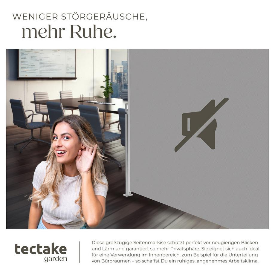 Tectake Aluminium Seitenmarkise  ausziehbar, blickdicht wetterfest  