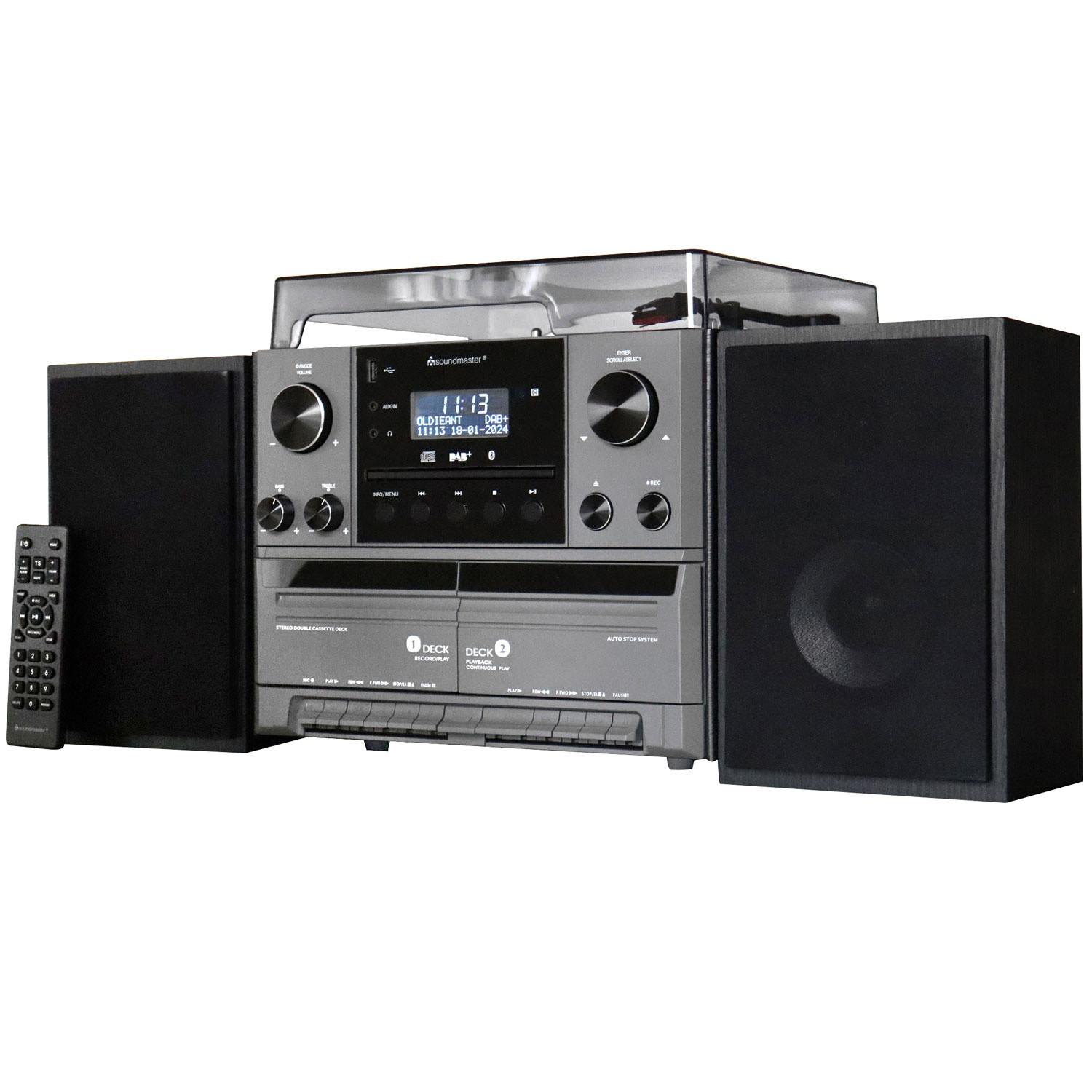 soundmaster  Centro musicale stereo MCD5600 con radio DAB+/FM, CD/MP3, giradischi, doppia cassetta, USB, Bluetooth 