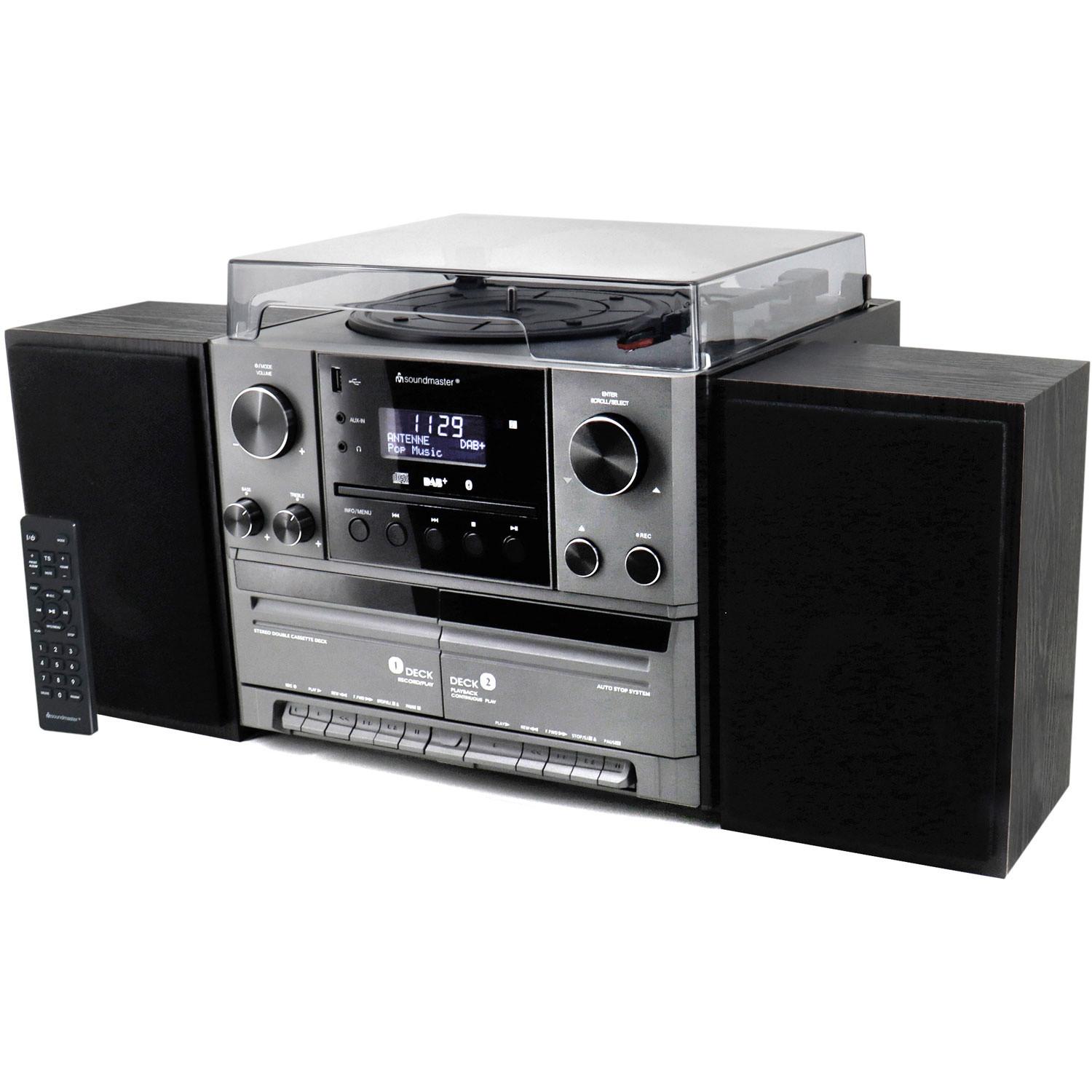 soundmaster  Centro musicale stereo MCD5600 con radio DAB+/FM, CD/MP3, giradischi, doppia cassetta, USB, Bluetooth 