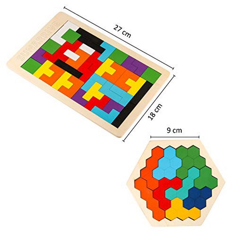 Activity-board  Holzpuzzle 40 Stück Tangram Puzzle Gehirntraining Spielzeug für Kinder 