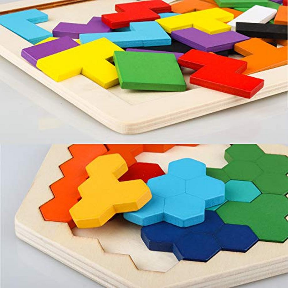 Activity-board  Holzpuzzle 40 Stück Tangram Puzzle Gehirntraining Spielzeug für Kinder 