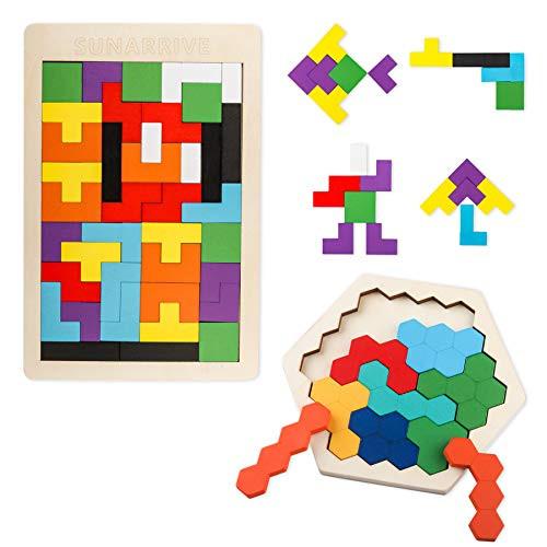 Image of Holzpuzzle 40 Stück Tangram Puzzle Gehirntraining Spielzeug für Kinder Multicolor