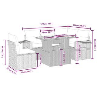 VidaXL Ensemble de canapés de jardin rotin synthétique  