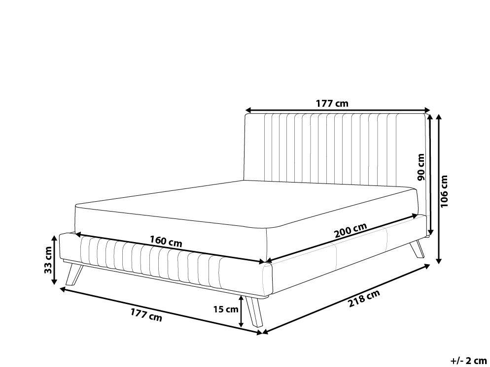 Beliani Letto con rete a doghe en Ciniglia Moderno TALENCE  