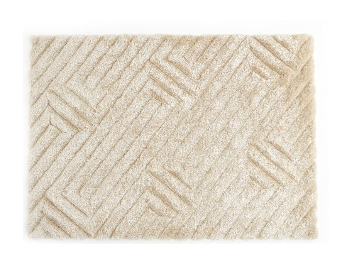 OZAIA Tappeto shaggy a pelo lungo in rilievo 160 x 230 cm Bianco sporco - MAZE  