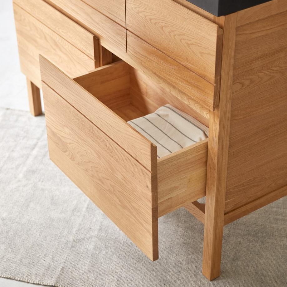 Tikamoon Meuble salle de bain en chêne massif et pierre de lave 120 cm Easy  