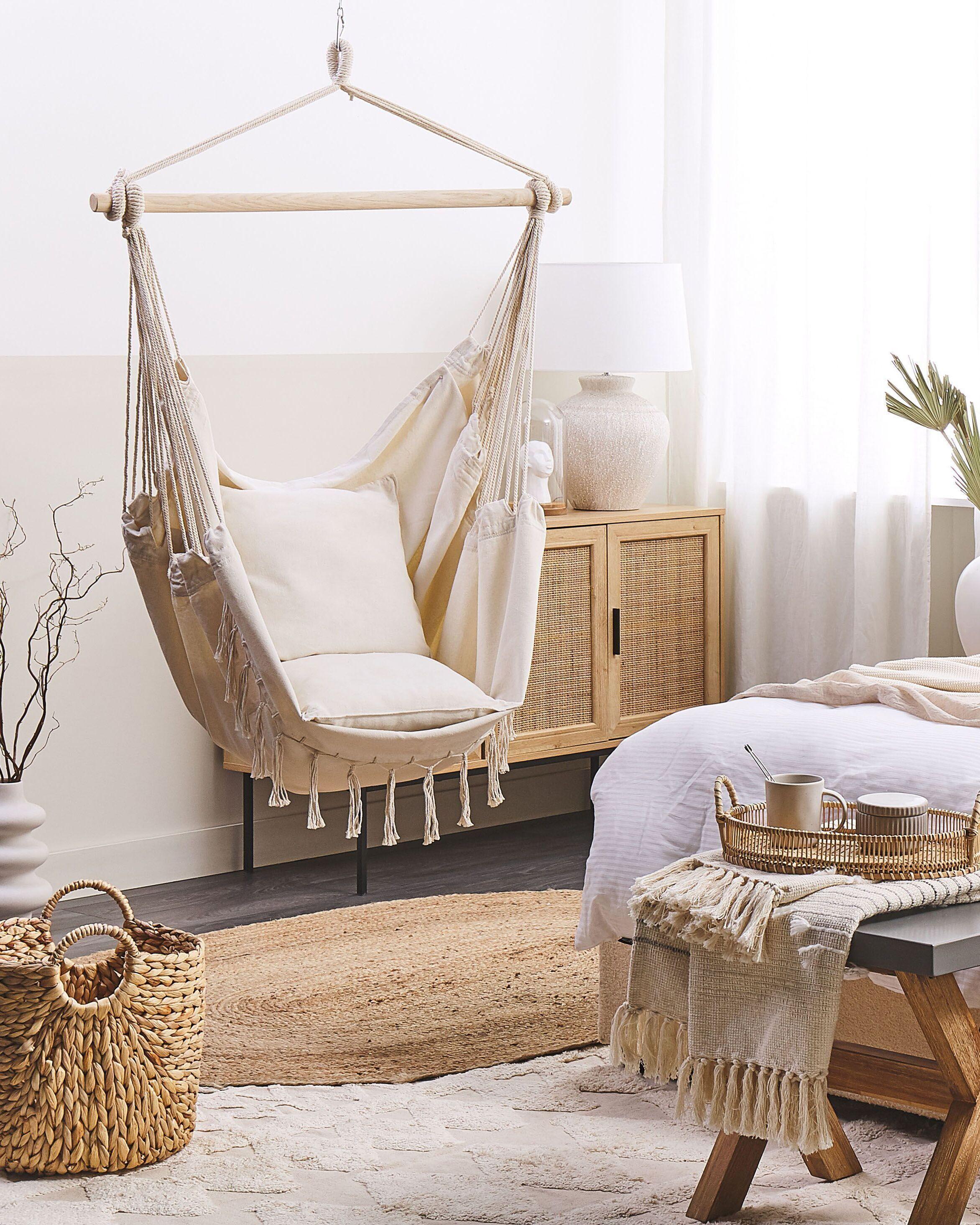 Beliani Fauteuil suspendu en Coton Boho BONEA  