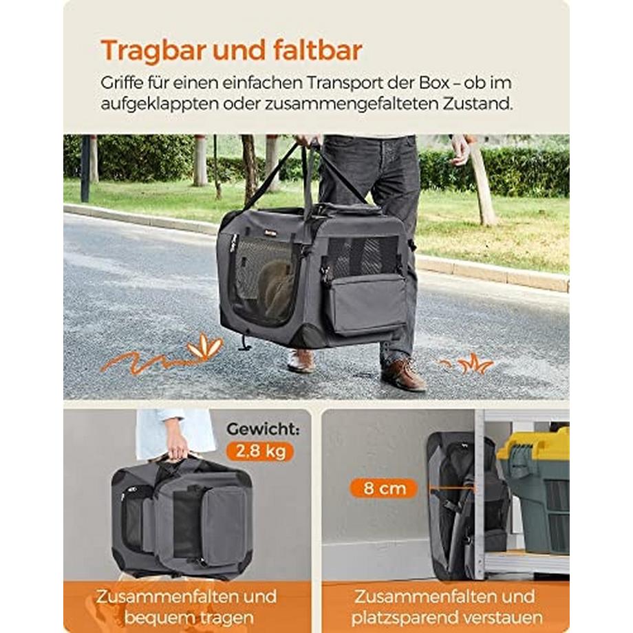 Pricenet  Faltbare Transportbox für Haustiere mit Netzfenstern und flauschiger Matte 