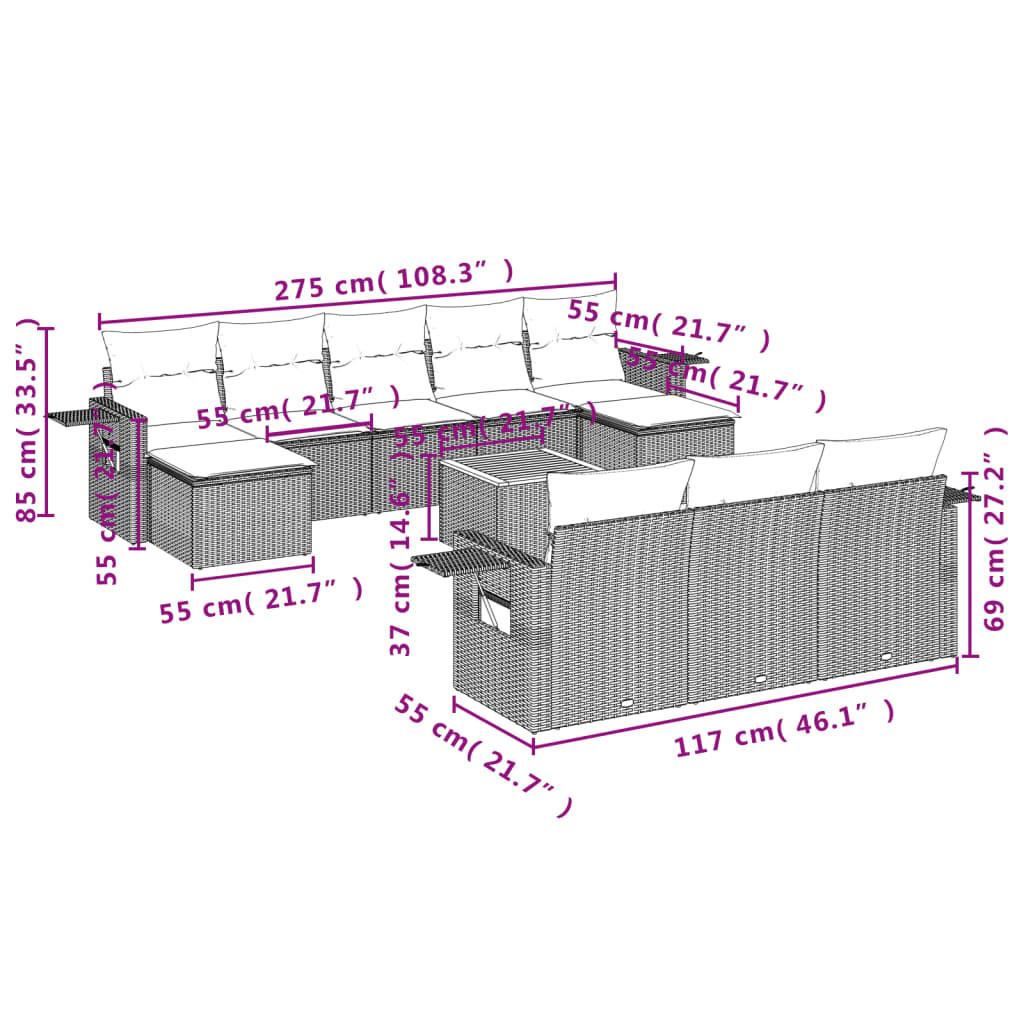 VidaXL Ensemble de canapés de jardin rotin synthétique  