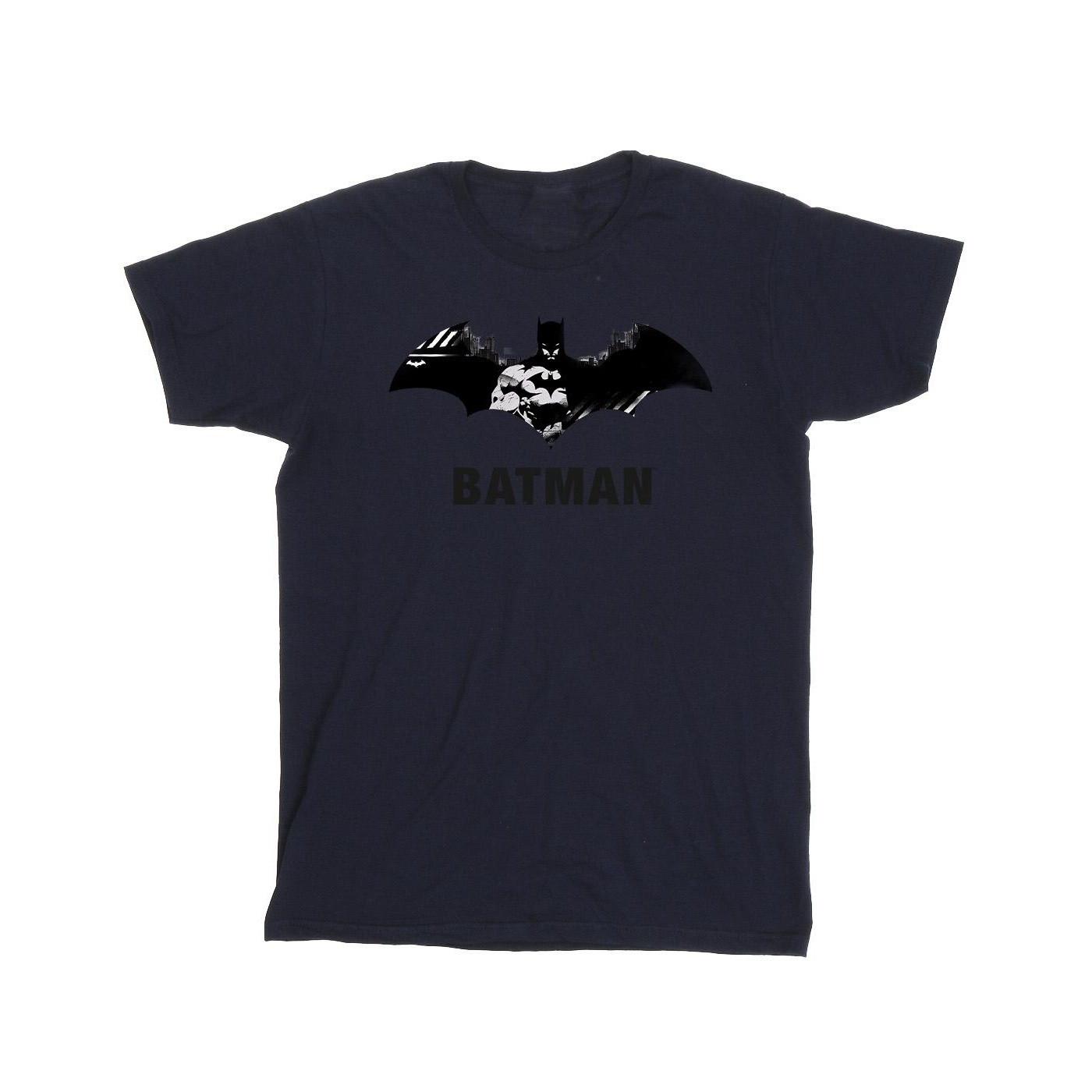 Image of Batman Black Stare Logo Tshirt Herren Marine S