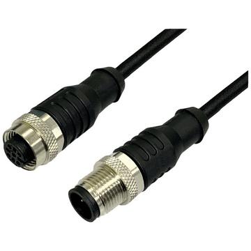 M12 Sensor/Aktor Verlängerungsleitung PUR, Stecker gerade auf Kupplung gerade, 3-polig, 0.34mm², 5