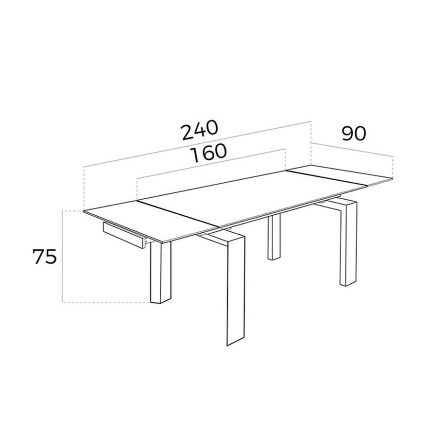 ANGEL CERDA Table à manger à rallonge rectangulaire verre trempé et noyer  