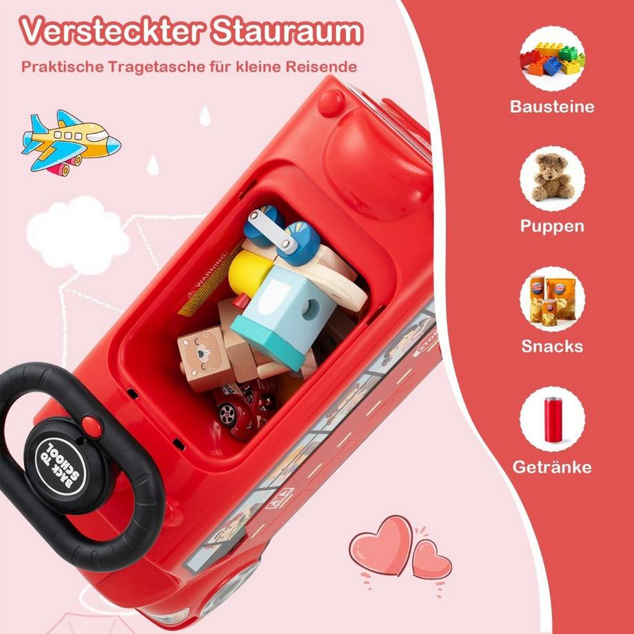 Northix  Rutschauto mit Musik & Stauraum & Kippschutz Rutscherfahrzeug Rutscher Auto Aufsitzbus 
