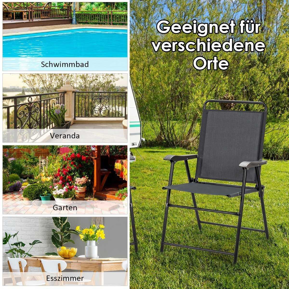 Northix 4er Set Outdoor-Klappstühlen mit Atmungsaktivem Stoff & Rutschfesten Fußpolstern Terrassenstuhl  