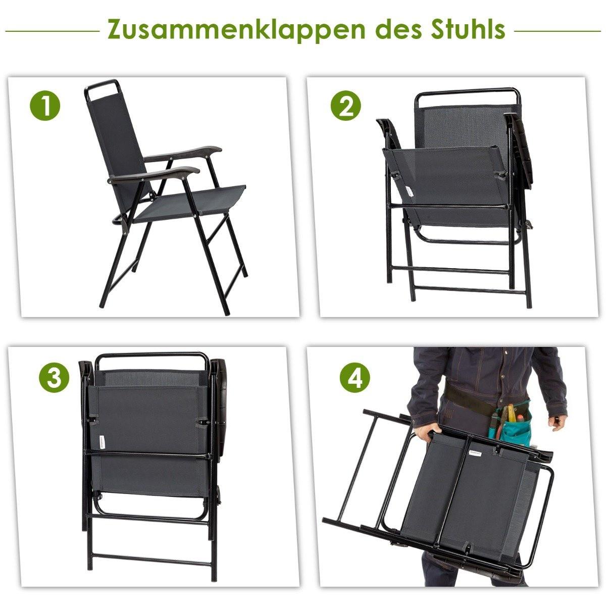 Northix 4er Set Outdoor-Klappstühlen mit Atmungsaktivem Stoff & Rutschfesten Fußpolstern Terrassenstuhl  
