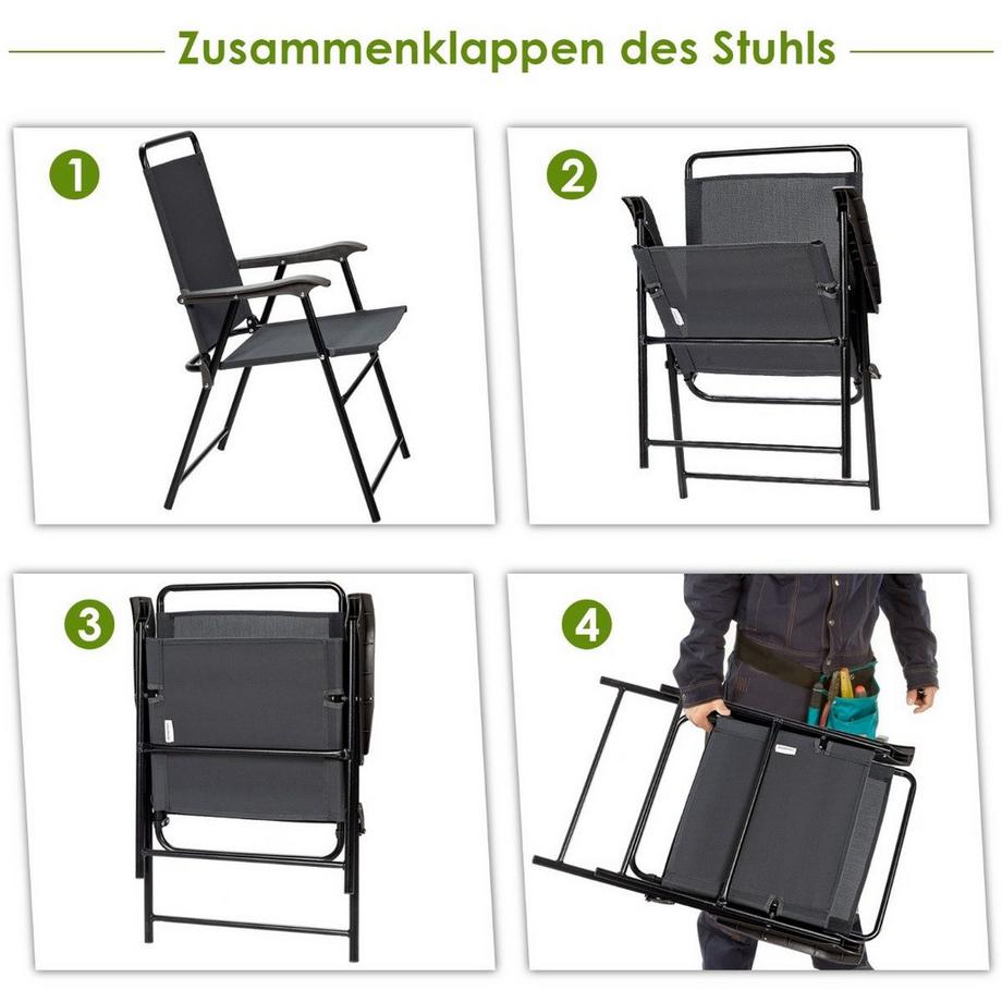Northix 4er Set Outdoor-Klappstühlen mit Atmungsaktivem Stoff & Rutschfesten Fußpolstern Terrassenstuhl  