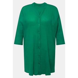 Ulla Popken  Blusa lunga in crêpe con collo alto, scollo a V e maniche a 3/4 