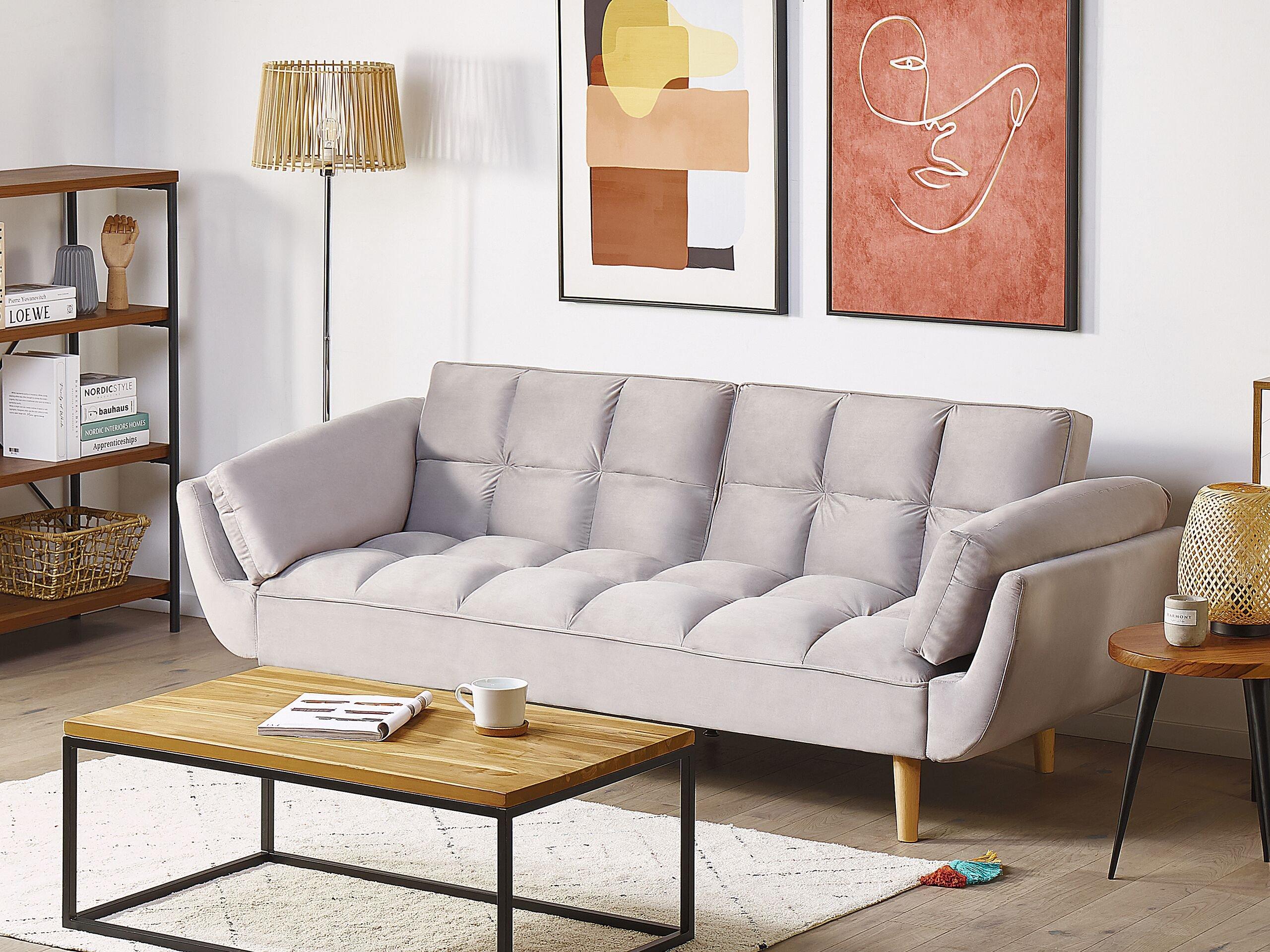 Beliani Schlafsofa aus Samtstoff Retro ASBY  