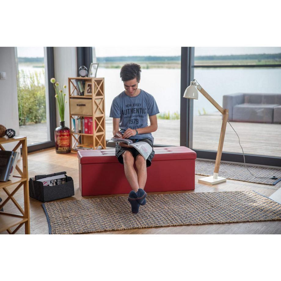 B2X Klappbare Sitzbank mit Stauraum aus Kunstleder  